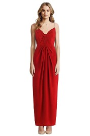 Zimmermann - Silk Folded Long Dress - Crimson - Front
