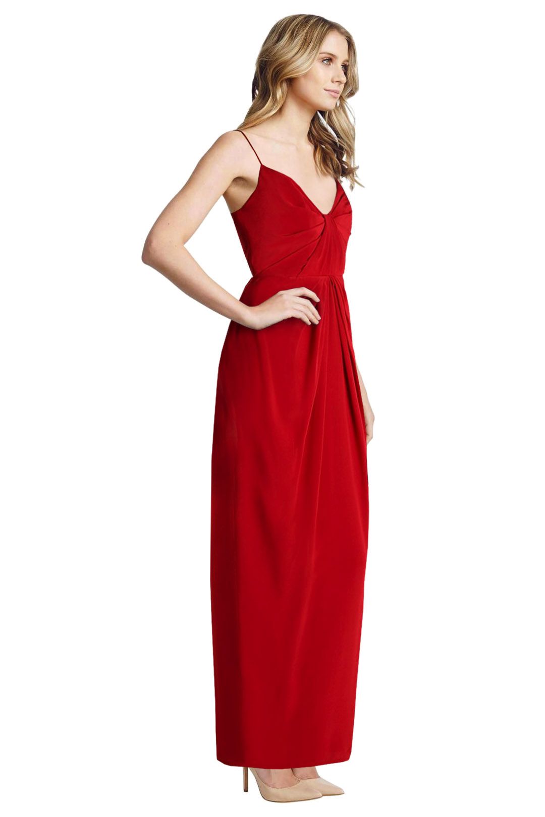 Zimmermann - Silk Folded Long Dress - Crimson - Side