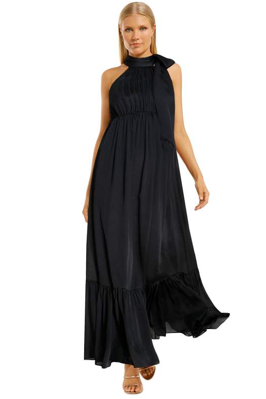Gathered Bow Tie Dress in Black by Zimmermann for Hire