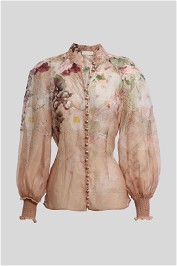 Zimmermann - Blush Dancer Floral Organza Blouse 