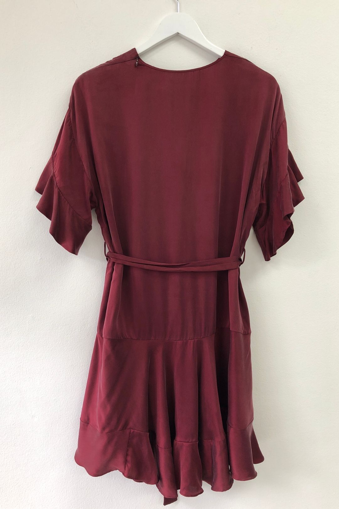 Zimmermann - Burgundy Sueded Flounce Silk Dress