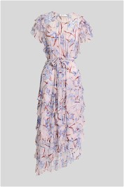 Zimmermann Corsage Orchid-print Flutter Silk Dress In Lilac