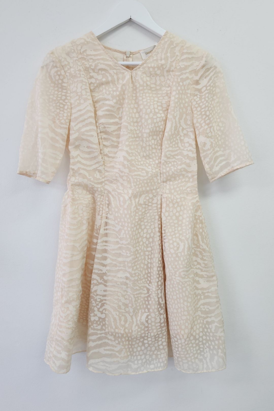 Zimmermann - Cream Short Sleeve Mini Dress