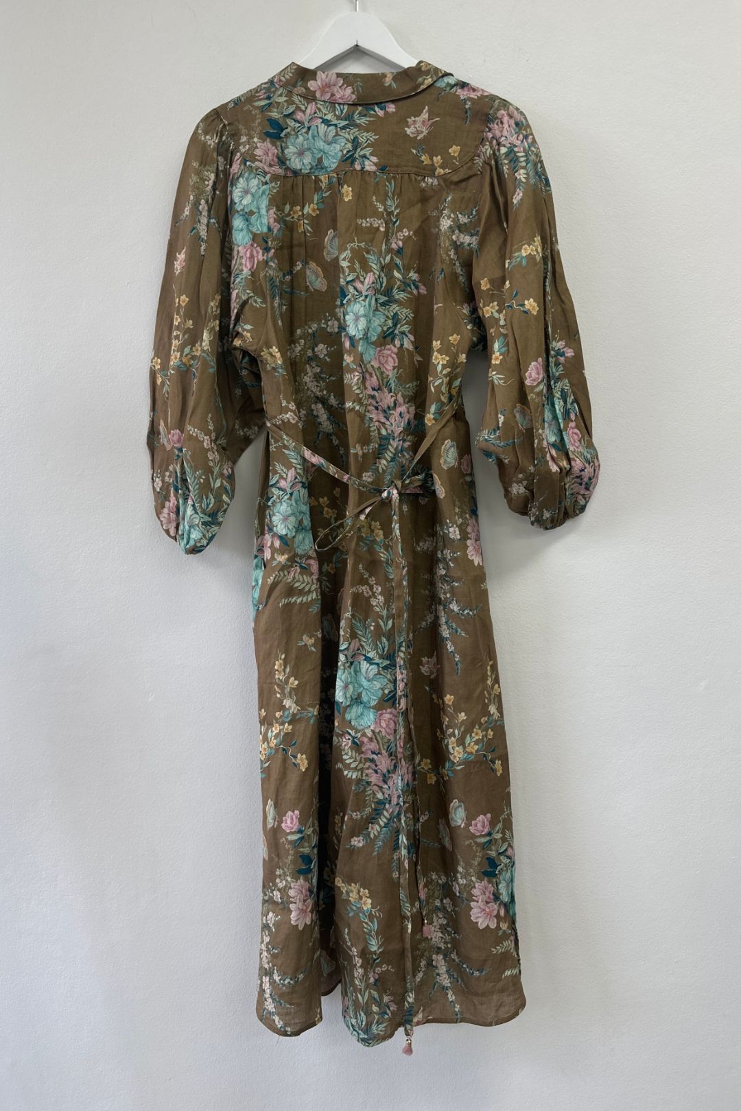 Buy Floral Print Linen Midi Dress | Zimmermann | GlamCorner