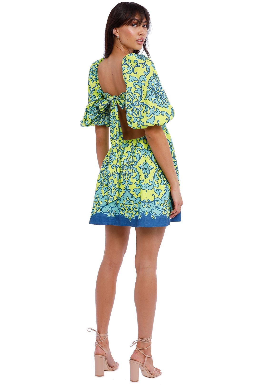 Zimmermann Nina Cutout Mini Dress Lime Cutout