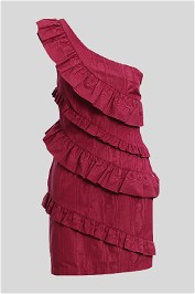 Zimmermann - One Shoulder Purple Frill Mini Dress