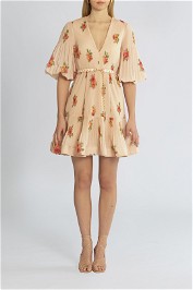 Zimmermann Pleated Mini Dress Blush Floral
