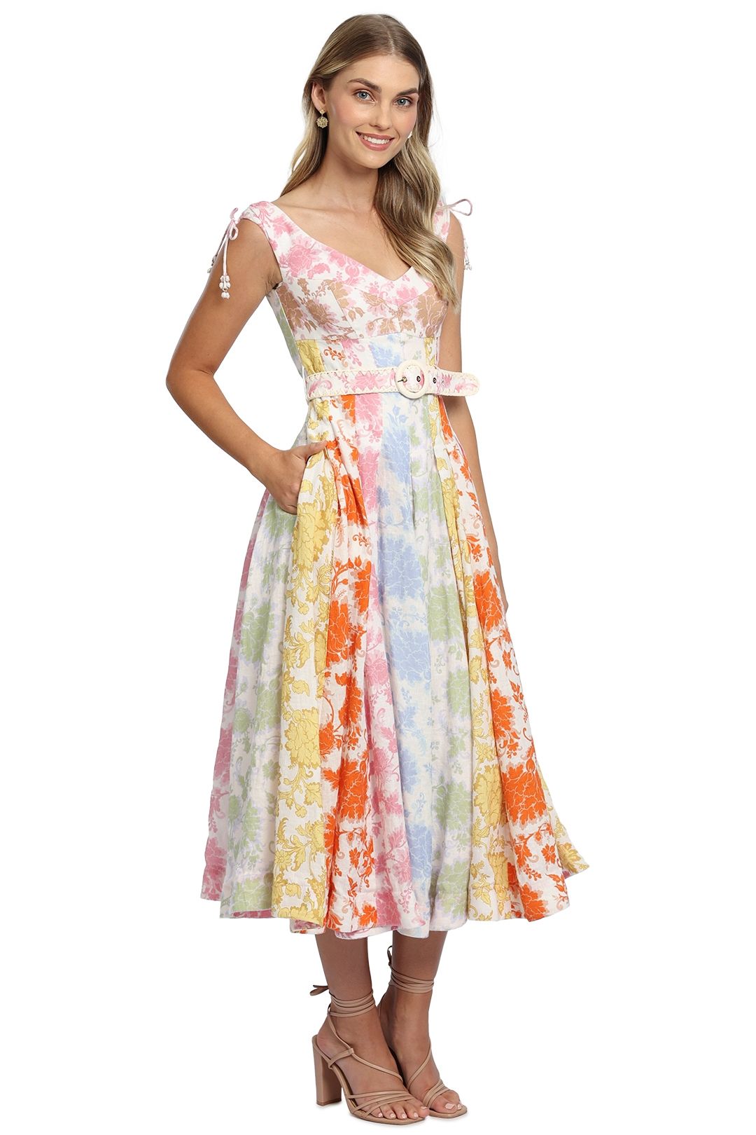 Hire Postcard Spliced Midi Dress | Zimmermann | GlamCorner