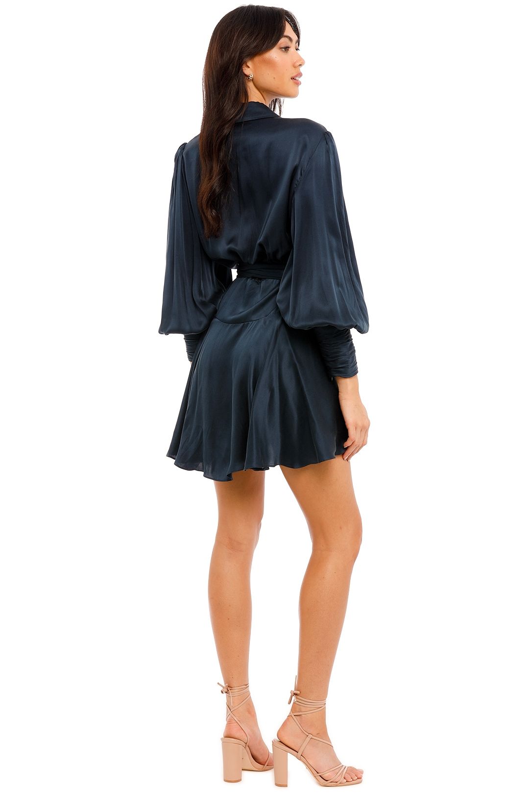 Hire Silk Wrap Mini Dress in Navy | Zimmermann