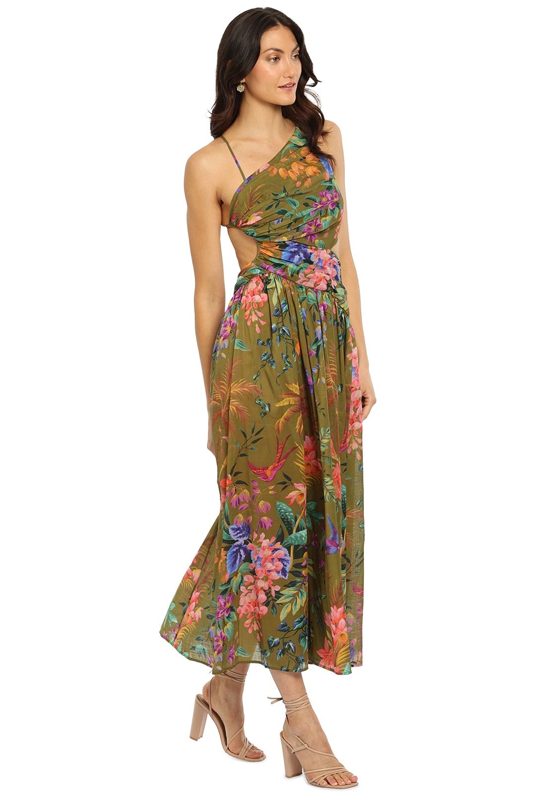 zimmermann asymmetric dress tropicana Floral Print Zimmermann Asymmetric Dress ZIMMERMANN Natura Asymmetric  Tulle-Trimmed Floral-Print Linen And
