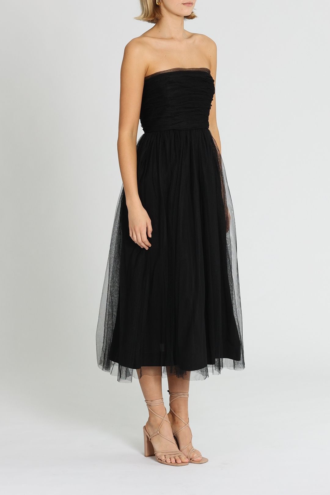 Zimmermann Tulle Strapless Midi Dress Fit and Flare