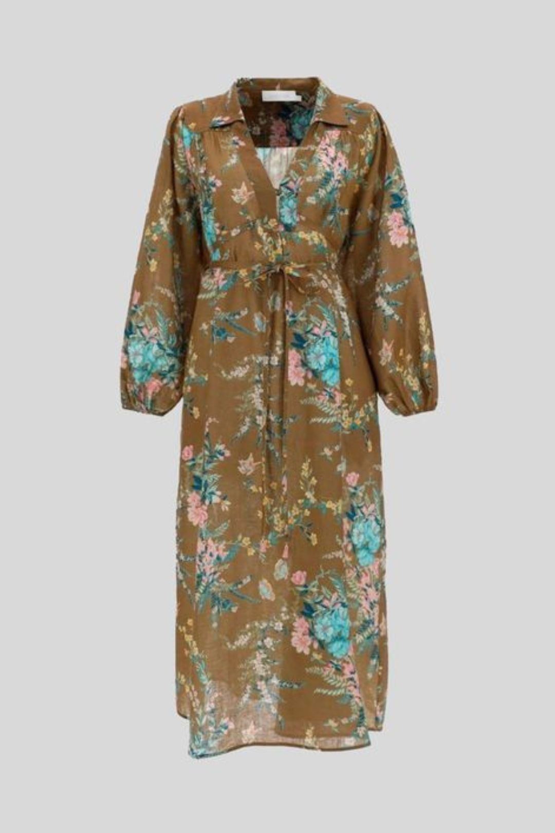 black crane long linen dress Gem Neck Dress in Ash main image 1